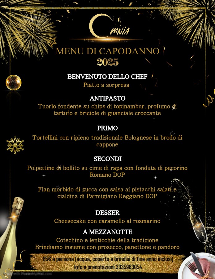 Menu di capodanno Omnia Ristorante Lounge Room