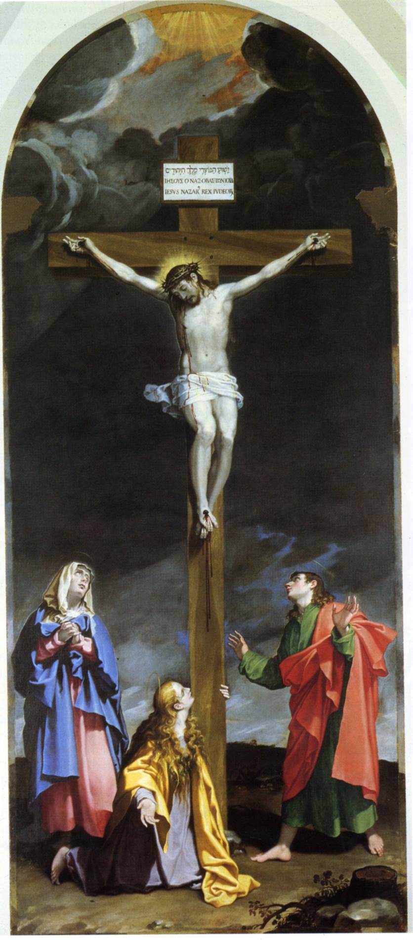 Bartolomeo Cesi, Gesù crocifisso, la Vergine addolorata e i santi Maria Maddalena e Giovanni evangelista, Bologna, chiesa di San Girolamo della Certosa, Cappella Maggiore