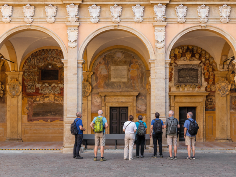 Tourists in Archiginnasio