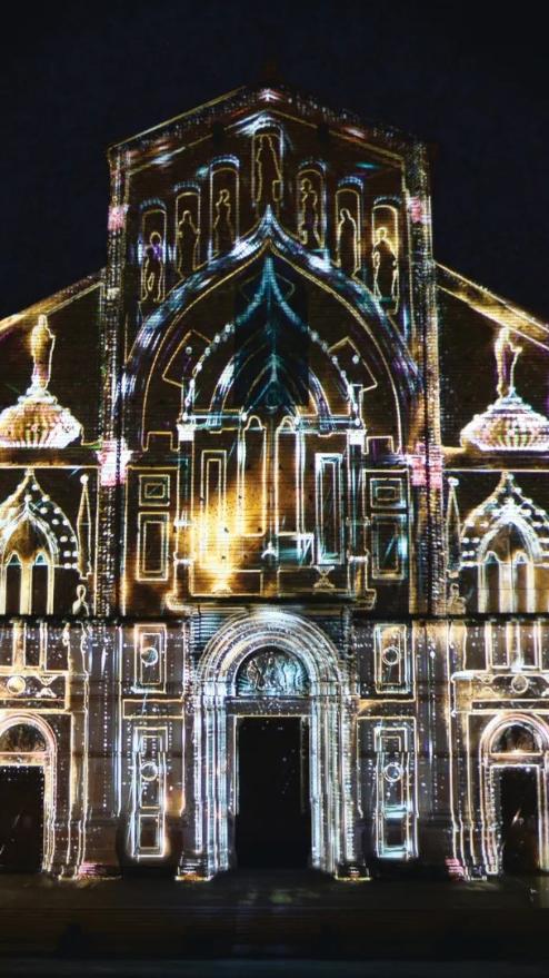 Video Mapping su Basilica di San Petronio, Bologna. Ph: Bologna Festival