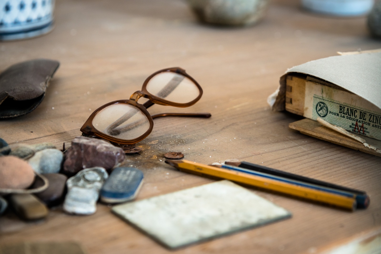 Details of artist Giorgio Morandi's studio
