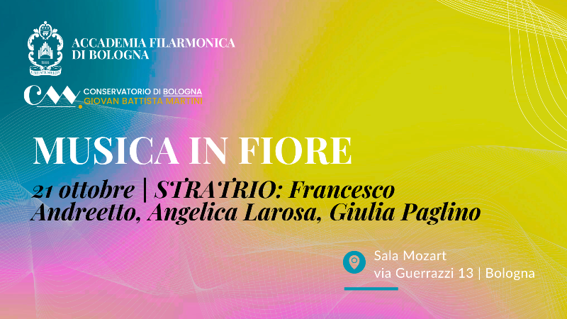 Nell'immagine si leggono i dettagli dell'evento su uno sfondo colorato