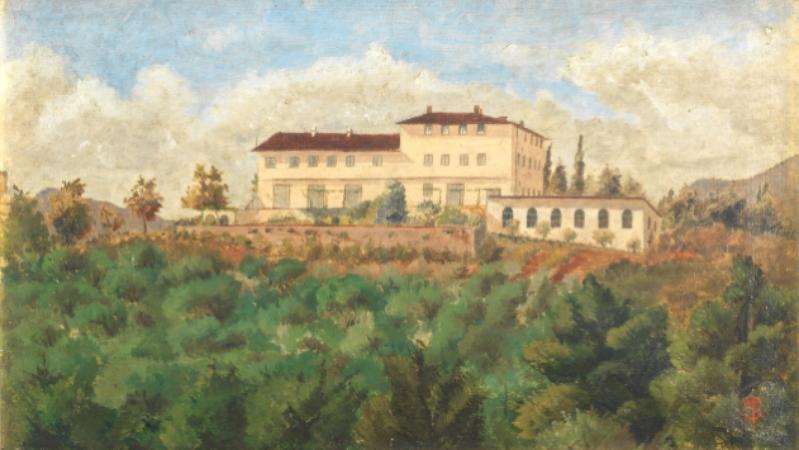 Telemaco Signorini, Paesaggio con grande villa, mostra tra 800 e 900, Bologna ©Fondazione Carisbo