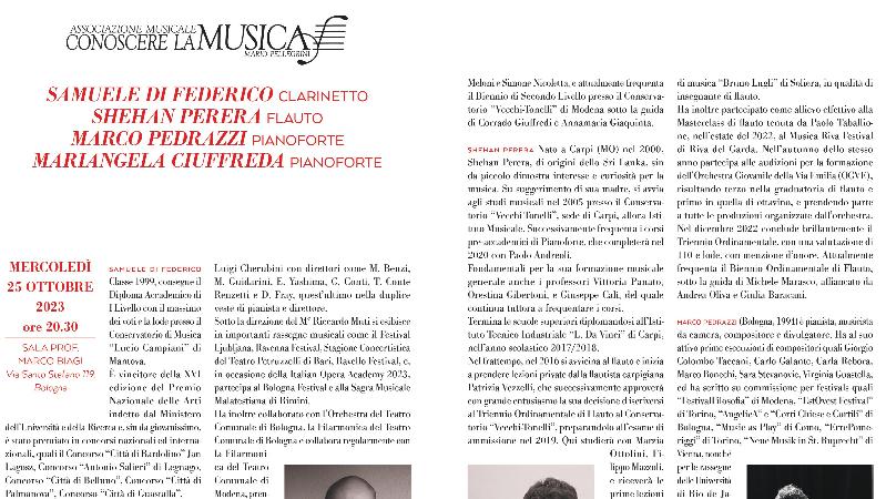 Clarinet, flute & piano | Conoscere la musica