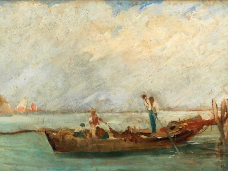Mosè Bianchi, Barca con pescatori, mostra tra 800 e 900, Bologna ©Fondazione Carisbo