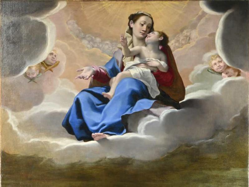 Bartolomeo Cesi (Bologna, 1556-1629) Madonna col Bambino in gloria e i santi Benedetto, Giovanni Battista e Francesco 1590 circa olio su tela Bologna, chiesa di San Giacomo Maggiore, proprietà del Fondo edifici di culto del Ministero dell’Interno